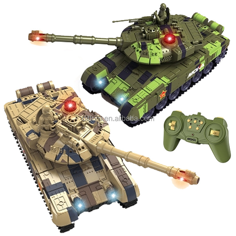 RC Battle Tank — 1:18 Infrared Shooting with Sound & Lights