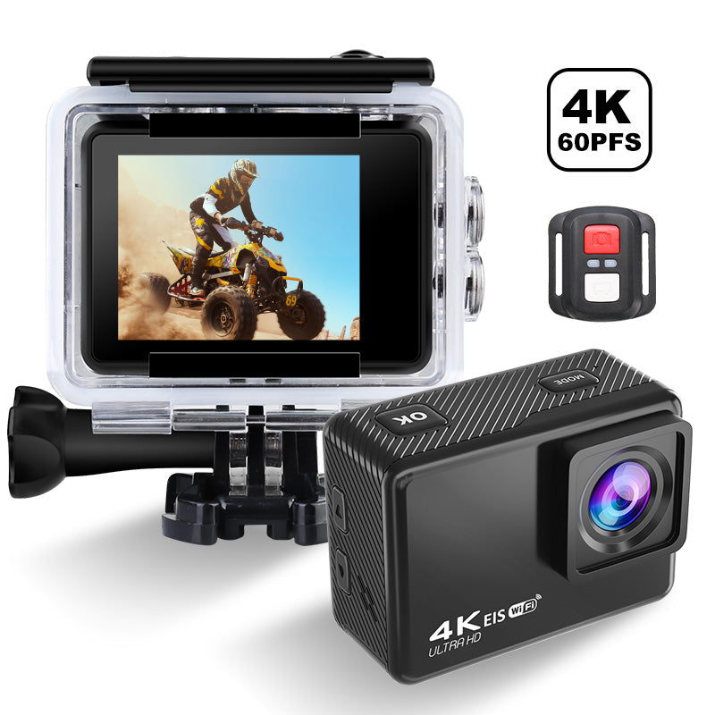 Waterproof Action Camera 4K with Gyro Stabilization Kit