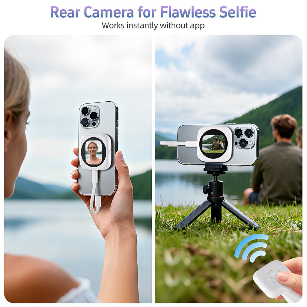 Magnetic Mobile Screen Mirroring Device - HD Ultra-Thin Wireless Selfie Display for iOS - Wholesale & Bulk Supplier | QDD