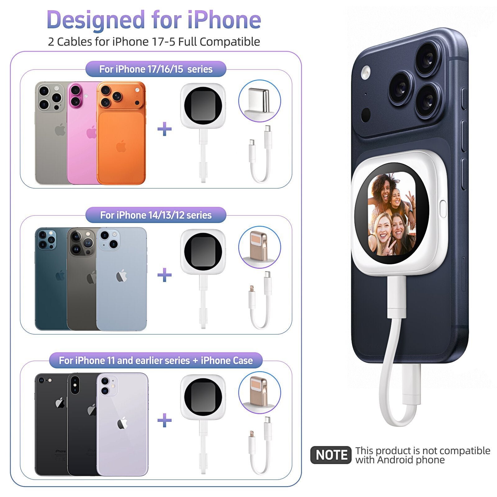 Magnetic Mobile Screen Mirroring Device - HD Ultra-Thin Wireless Selfie Display for iOS - Wholesale & Bulk Supplier | QDD